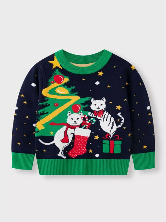 Children's Christmas Tree Round Neck Sweater Simply Love