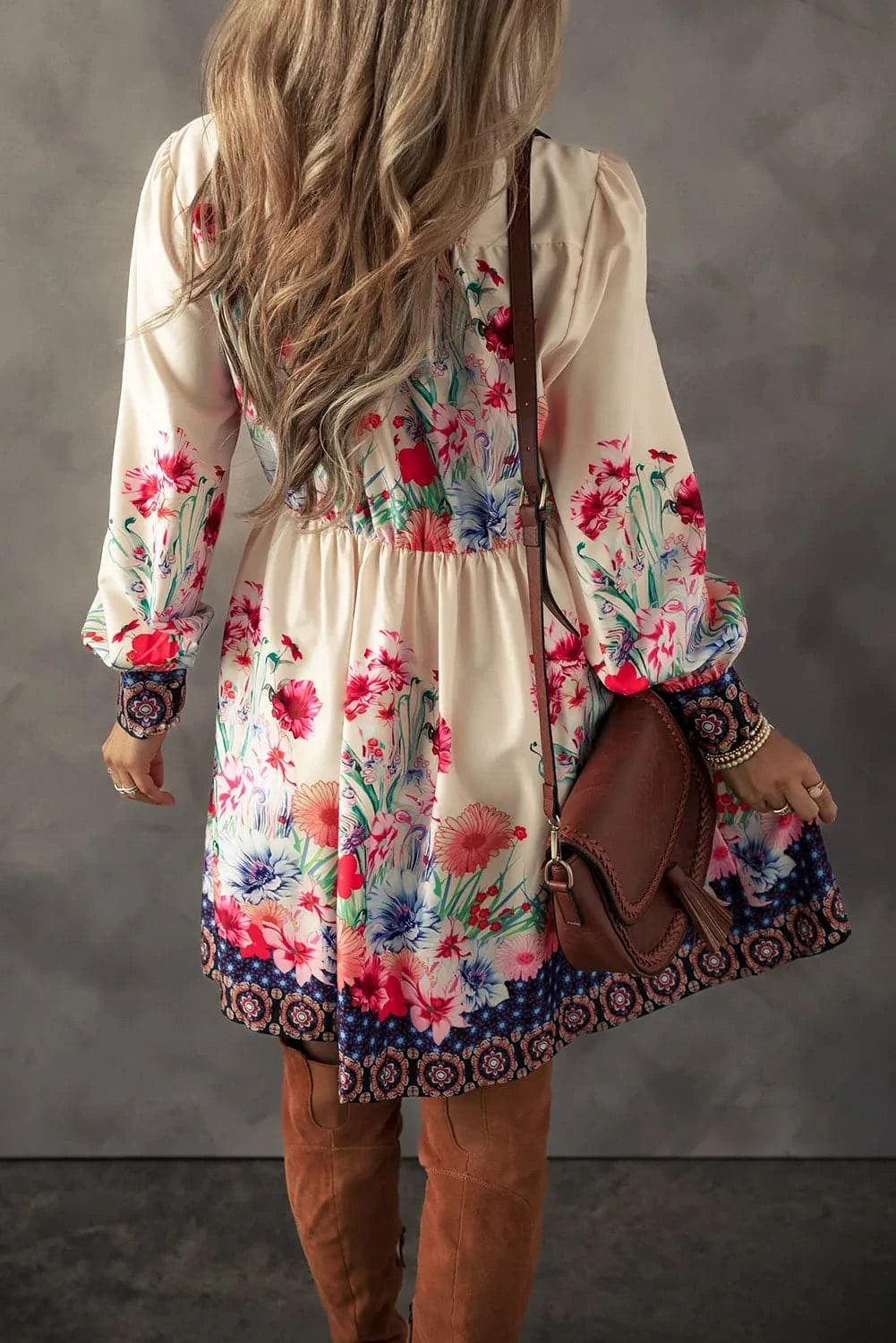 Floral Button-Up Dress with Sleeves