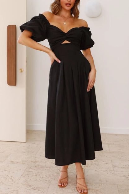 Sweet Serenity Puff Sleeve Midi Dress
