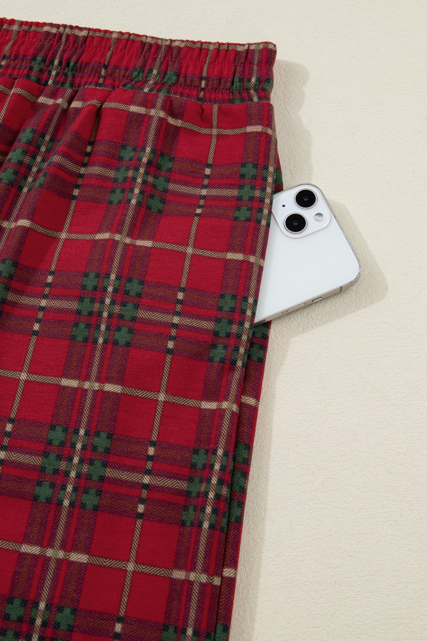 Red Plus Size Plaid Short Sleeve Shirt And Loose Pants Two Piece Pajama Set Cozy Sleepwear For Nighttime Comfort Dear-Lover Dropshipping