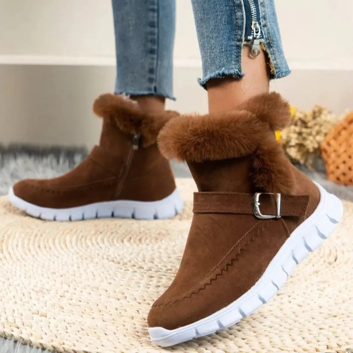 Faux Fur Trim Ankle Boots Simply Love