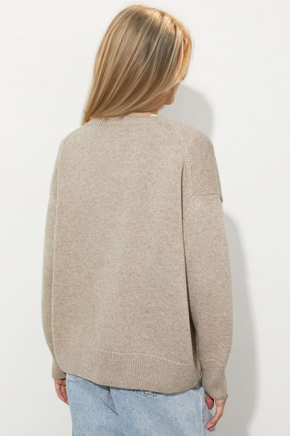 Basic Bae Round Neck Dropped Shoulder Long Sleeve Sweater