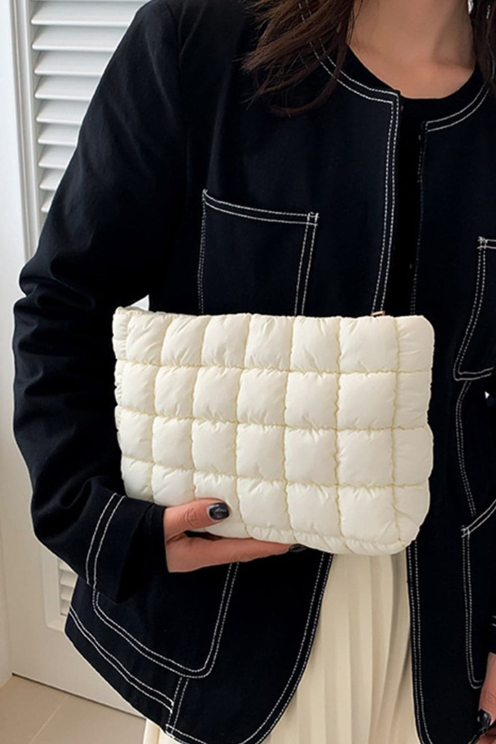 Zenana Quilted Puffy Pouch Clutch Bag.