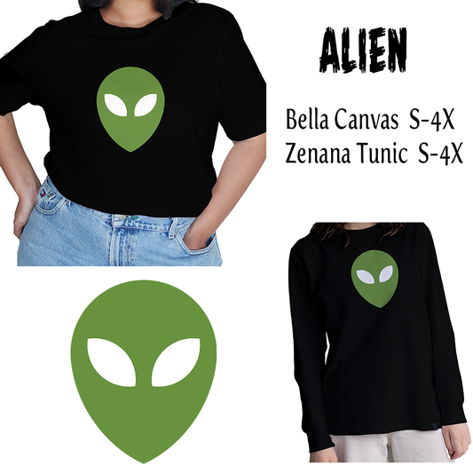 Glow in the Dark Green Alien T-shirt or Tunic MM
