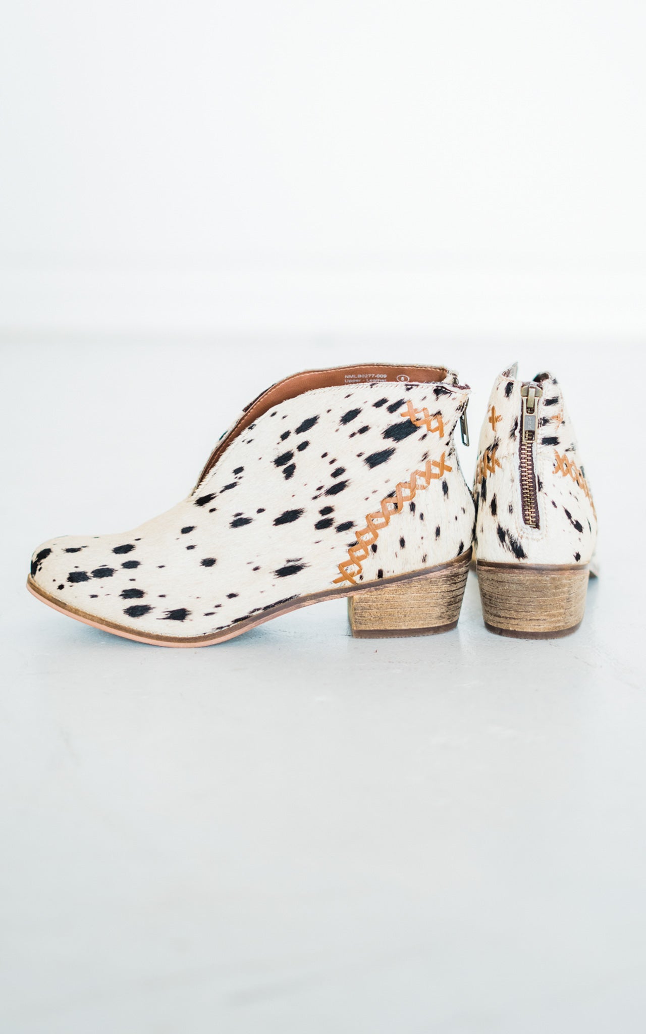 All Roads Bootie Black And White Leather Zipper Ankle Boot Naughty Monkey