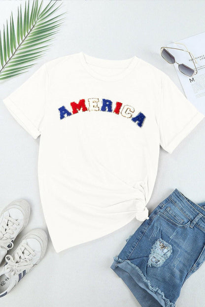 AMERICA Round Neck Short Sleeve T-Shirt - Love Salve