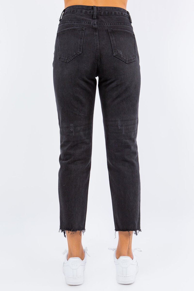 American Bazi High Waist Distressed Cropped Jeans - Love Salve 
