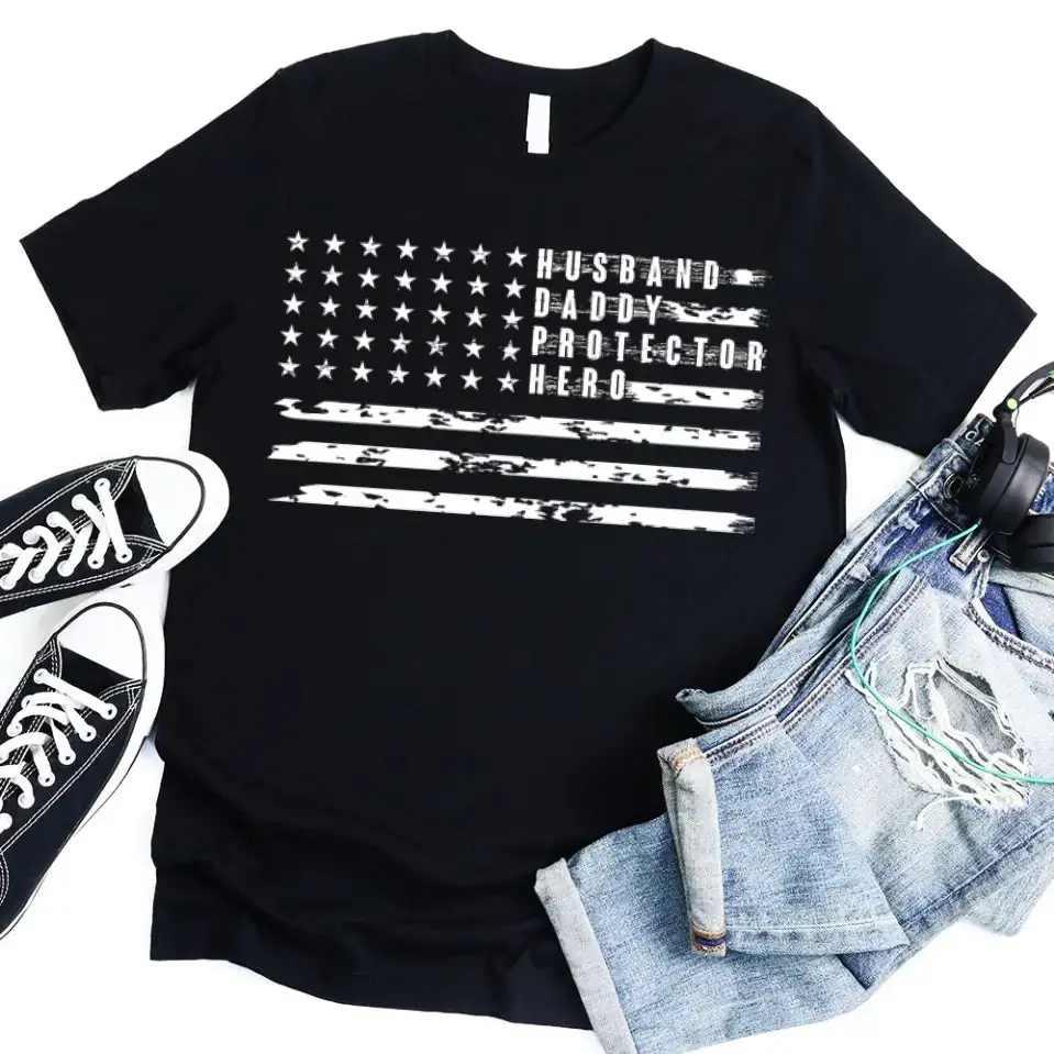 Adorb.co American Dad Flag T-shirt close-up, highlighting the detailed patriotic Stan Smith graphic print. Perfect Father's D