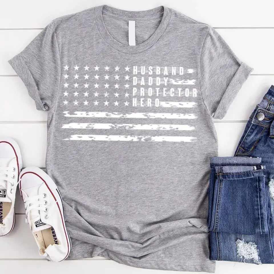 Adorb.co American Dad Flag Patriotic T-shirt back view, showcasing its quality construction and comfortable, durable design.