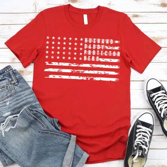 Adorb.co American Dad Flag Patriotic Father's Day T-shirt, featuring Stan Smith against a vibrant flag design. A quality men'