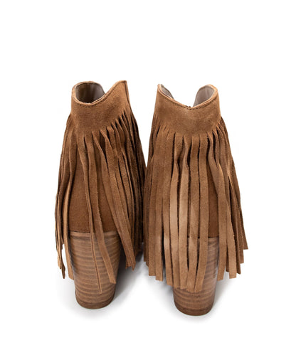 Amos Fringe Ankle Bootie in Tan Suede - Product image 8 110 Fashion Boots by Naughty Monkey