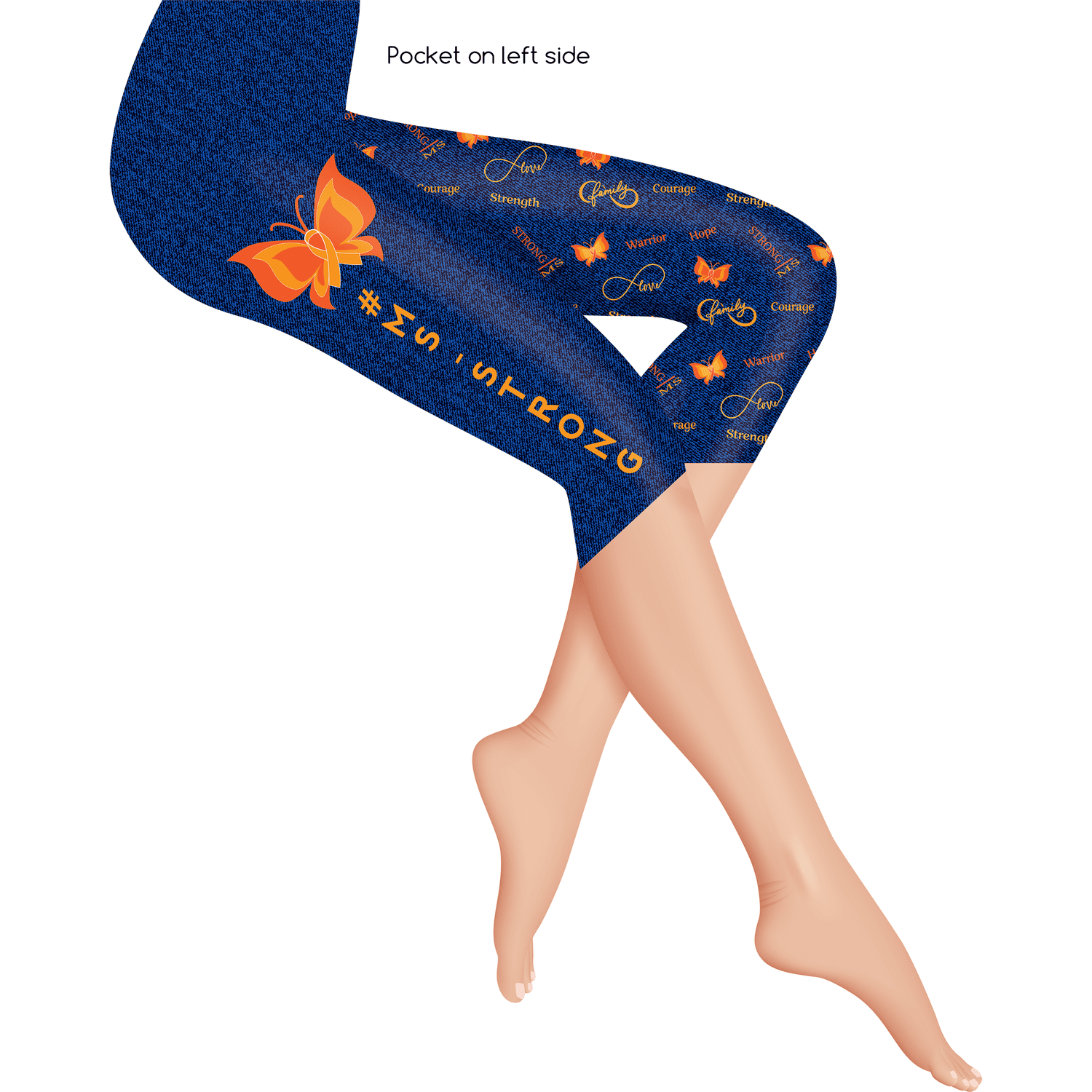 MS Strong Awareness Capri or Shorts Leggings with Pockets MM