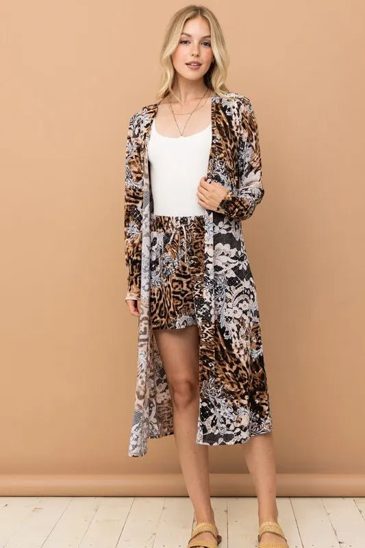 And The Why Animal Print Kimono and Shorts Set - Love Salve