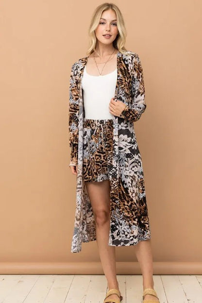 And The Why Animal Print Kimono and Shorts Set - Love Salve