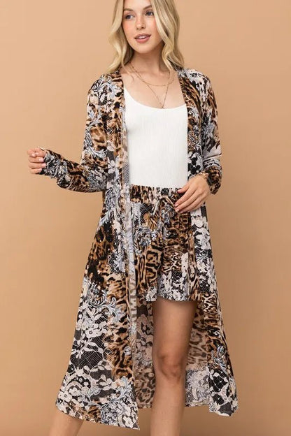 And The Why Animal Print Kimono and Shorts Set - Love Salve