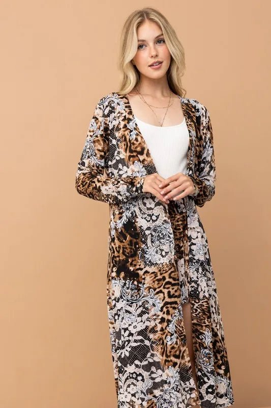 And The Why Animal Print Kimono and Shorts Set - Love Salve
