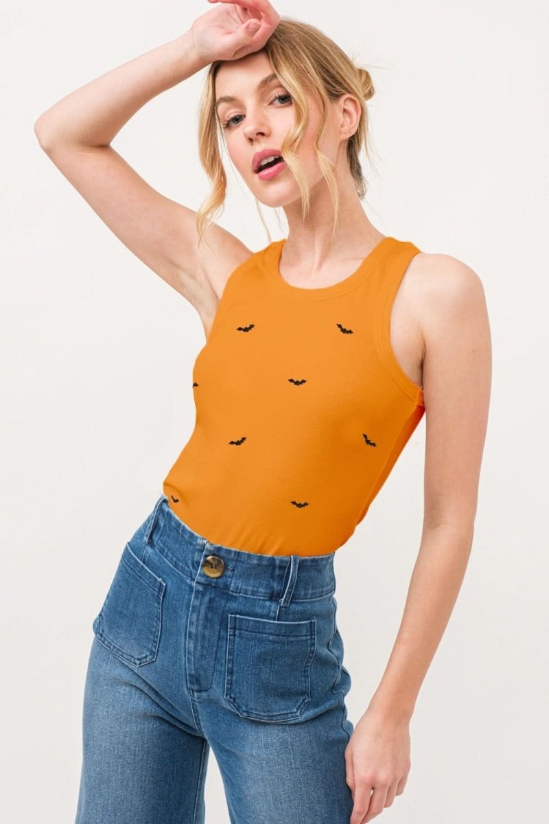 And The Why Bat Embroidered Ribbed Tank - Love Salve 