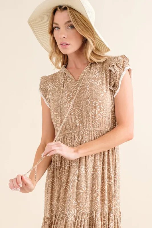 And The Why Boho Printed Tiered Maxi Dress for Summer - Love Salve 