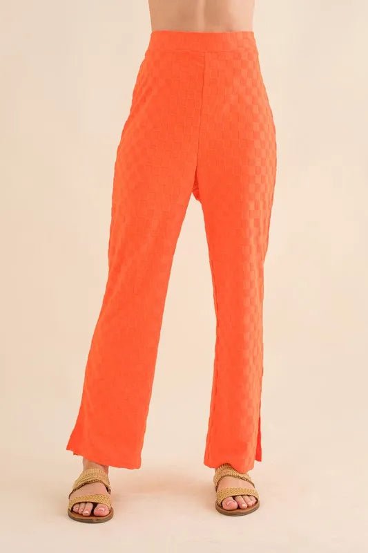 And The Why Brushed Texture Checker Board Pattern Casual Pants - Love Salve 