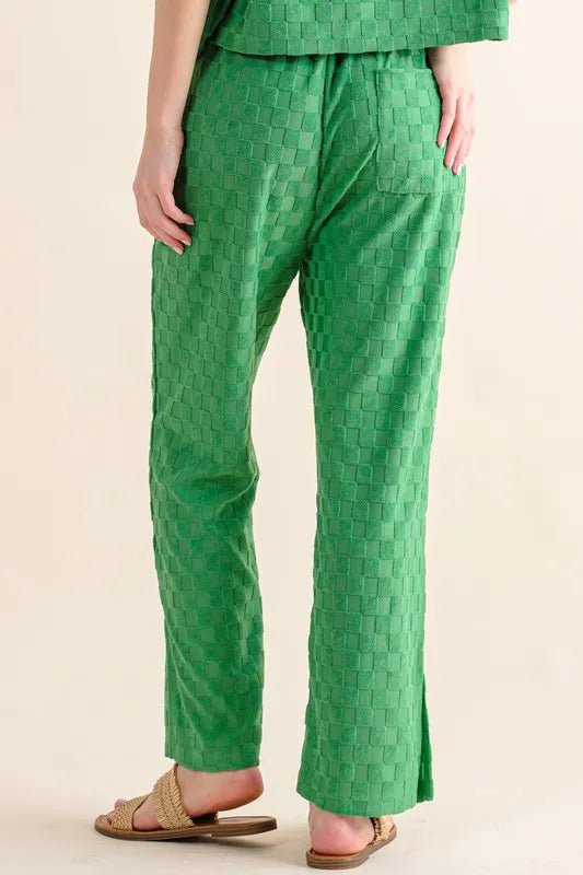 And The Why Brushed Texture Checker Board Pattern Casual Pants - Love Salve 