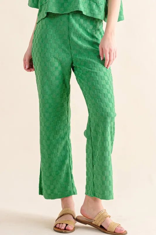 And The Why Brushed Texture Checker Board Pattern Casual Pants - Love Salve 