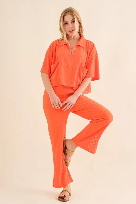 And The Why Brushed Texture Checker Board Pattern Casual Pants - Love Salve 
