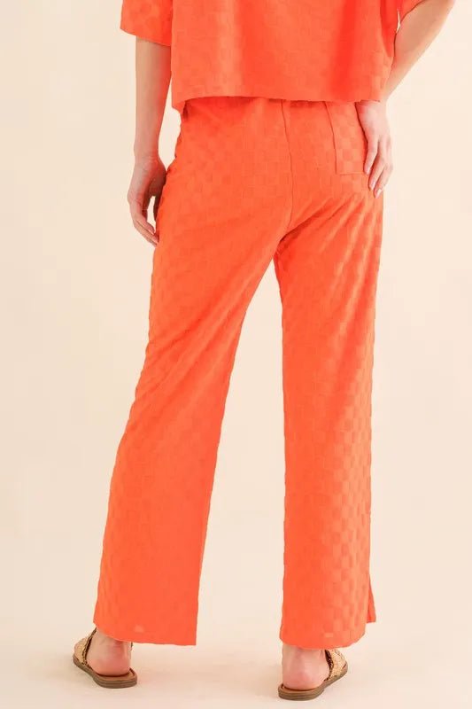 And The Why Brushed Texture Checker Board Pattern Casual Pants - Love Salve 