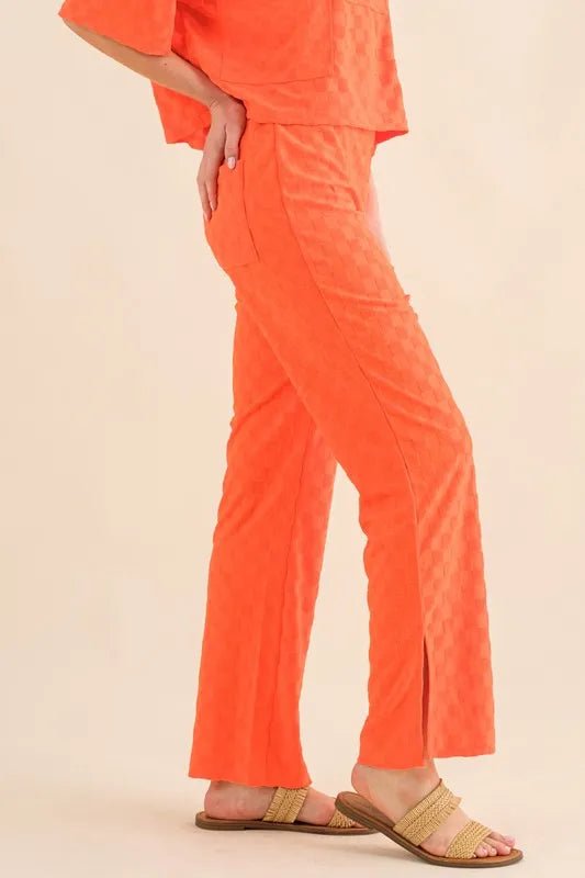 And The Why Brushed Texture Checker Board Pattern Casual Pants - Love Salve 