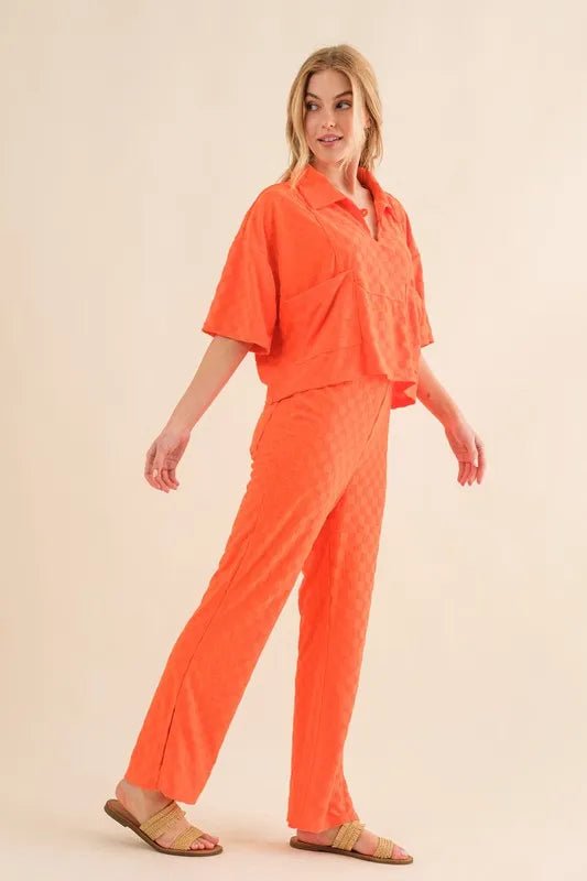And The Why Brushed Texture Checker Board Pattern Casual Pants - Love Salve 