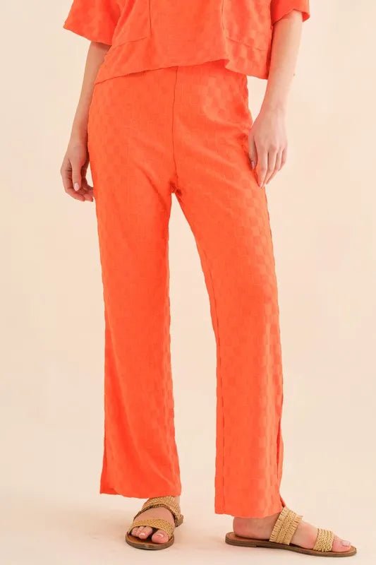 And The Why Brushed Texture Checker Board Pattern Casual Pants - Love Salve 