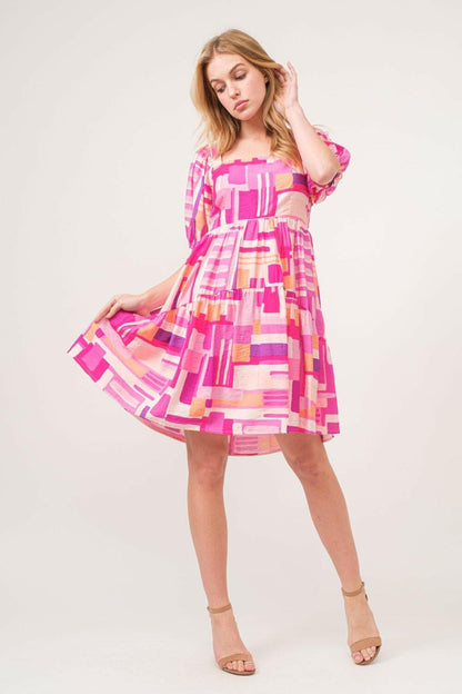 And The Why Color Block Puff Sleeve Dress - Love Salve