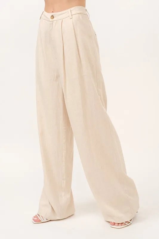 And The Why High-Rise Wide Leg Linen Blended Pants for Summer - Love Salve 