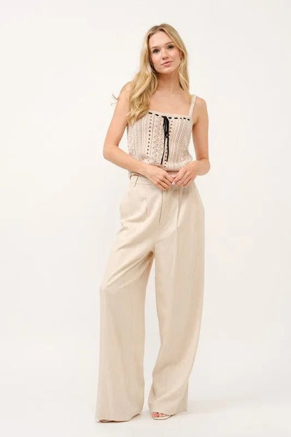 And The Why High - Rise Wide Leg Linen Blended Pants for Summer - Love Salve