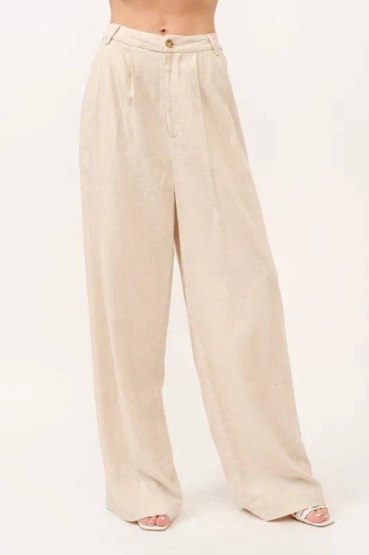 And The Why High-Rise Wide Leg Linen Blended Pants for Summer - Love Salve 