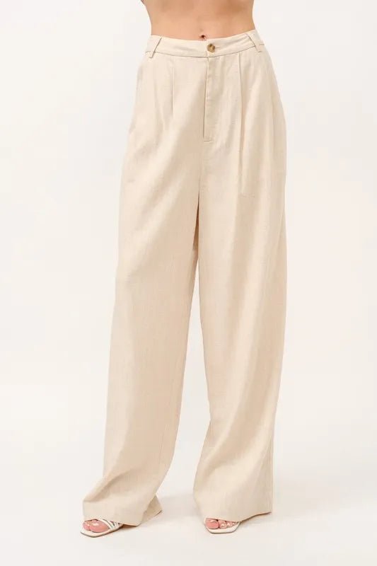 And The Why High-Rise Wide Leg Linen Blended Pants for Summer - Love Salve 