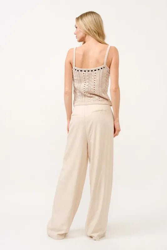 And The Why High-Rise Wide Leg Linen Blended Pants for Summer - Love Salve 