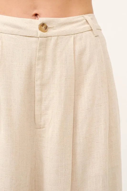 And The Why High-Rise Wide Leg Linen Blended Pants for Summer - Love Salve 