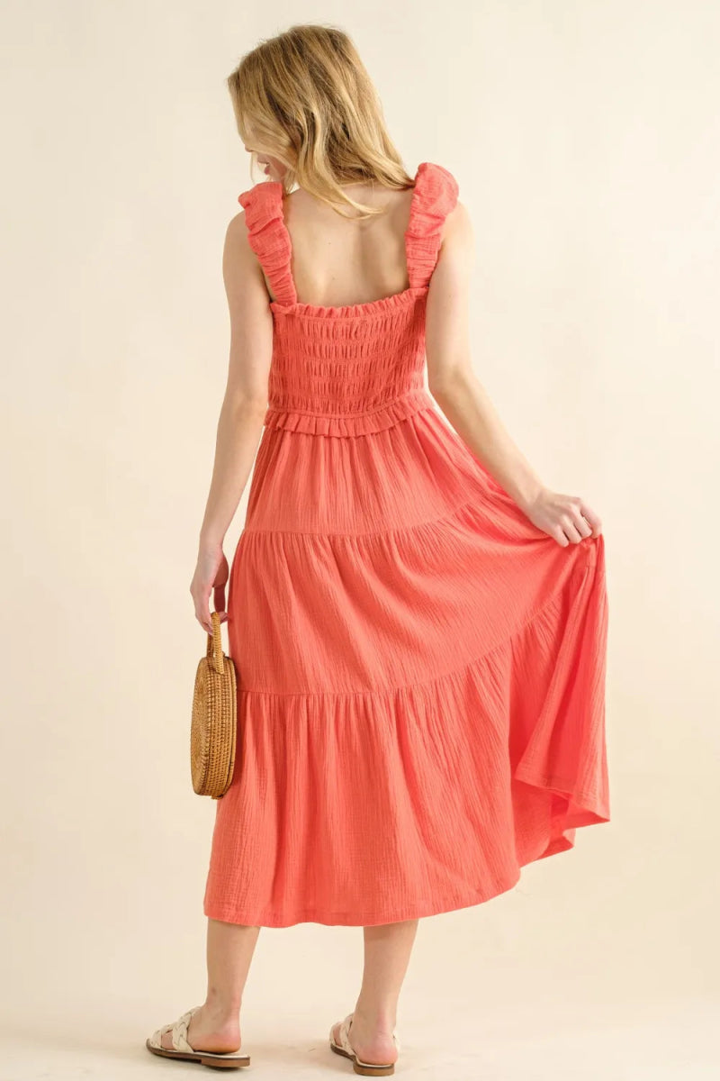 And The Why Smocked Ruffled Tiered Dress for Women - Love Salve 