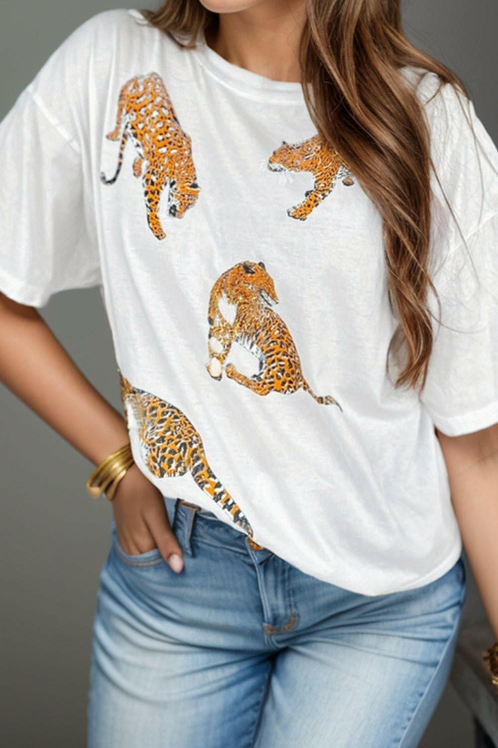 Animal Round Neck Dropped Shoulder T-Shirt - Love Salve