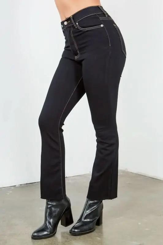 Ankle Cropped Flare Jean in Jet Black - Love Salve 