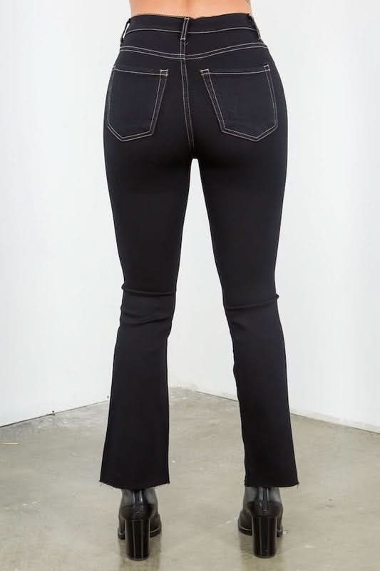 Ankle Cropped Flare Jean in Jet Black - Love Salve 