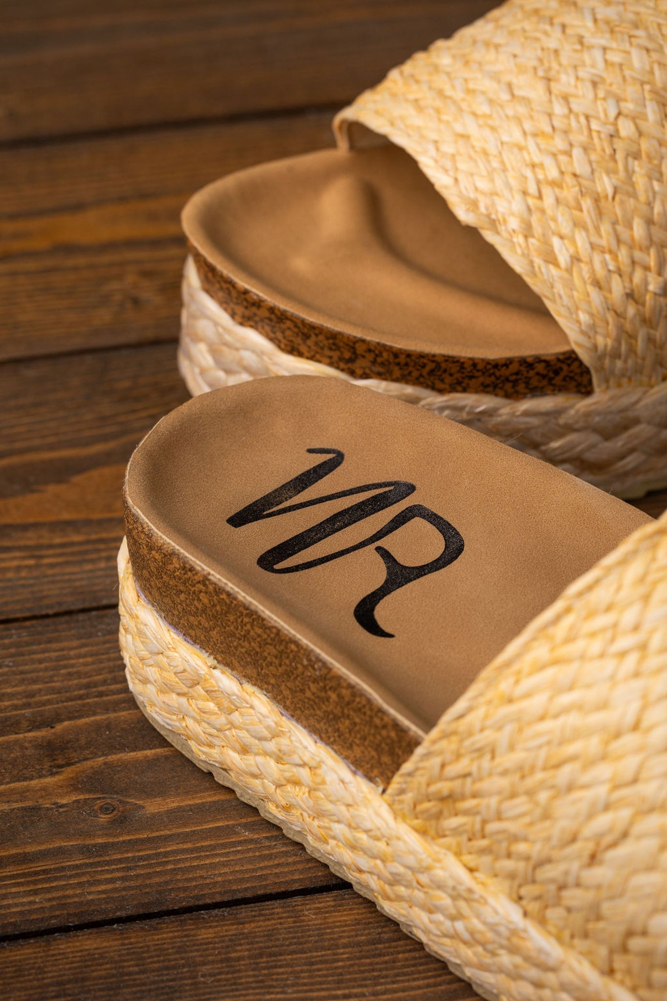 Anna Sandals Natural Jute Upper Platform Slide Sandals Naughty Monkey