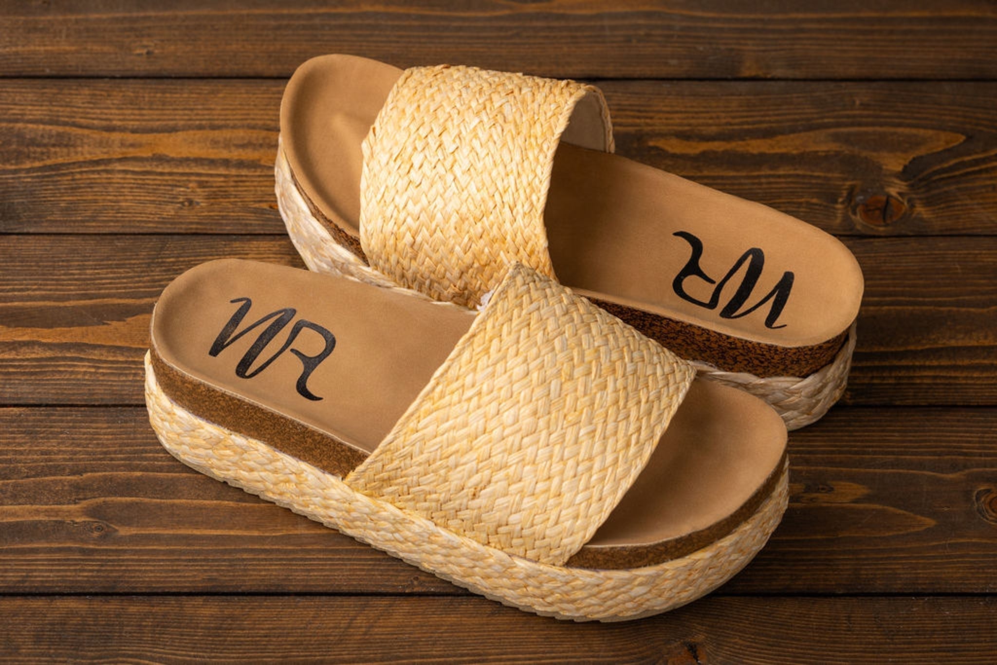 Anna Sandals Natural Jute Upper Platform Slide Sandals Naughty Monkey