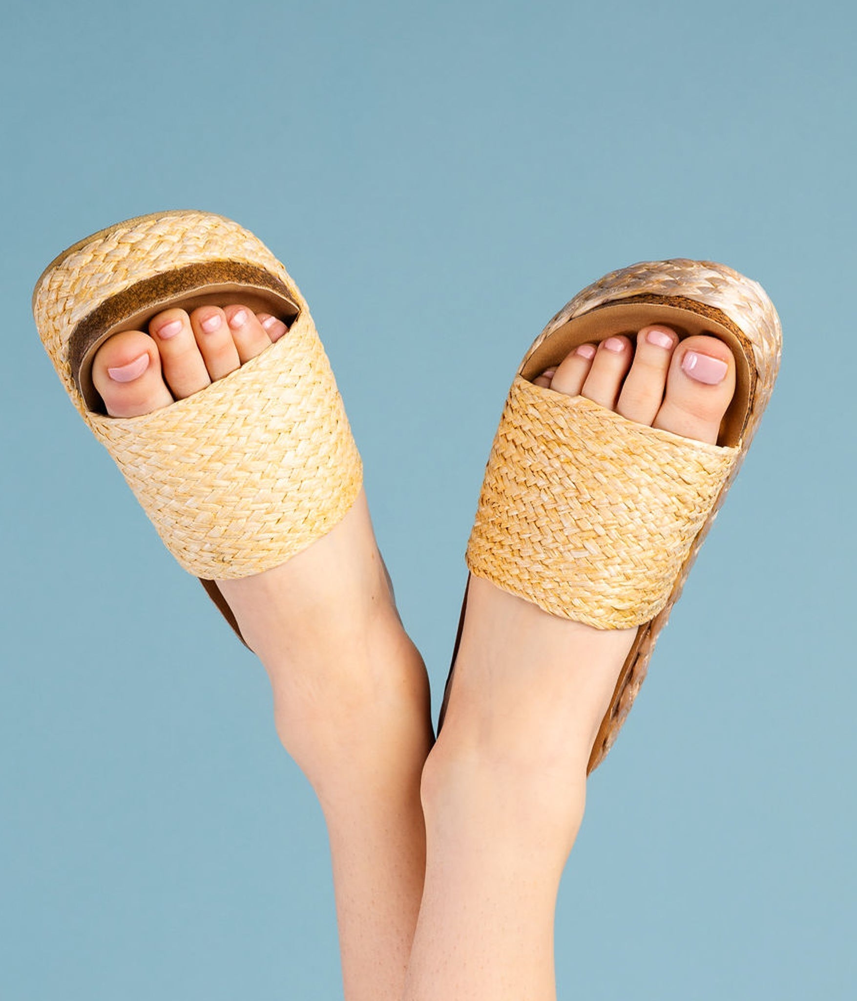 Anna Sandals Natural Jute Upper Platform Slide Sandals Naughty Monkey