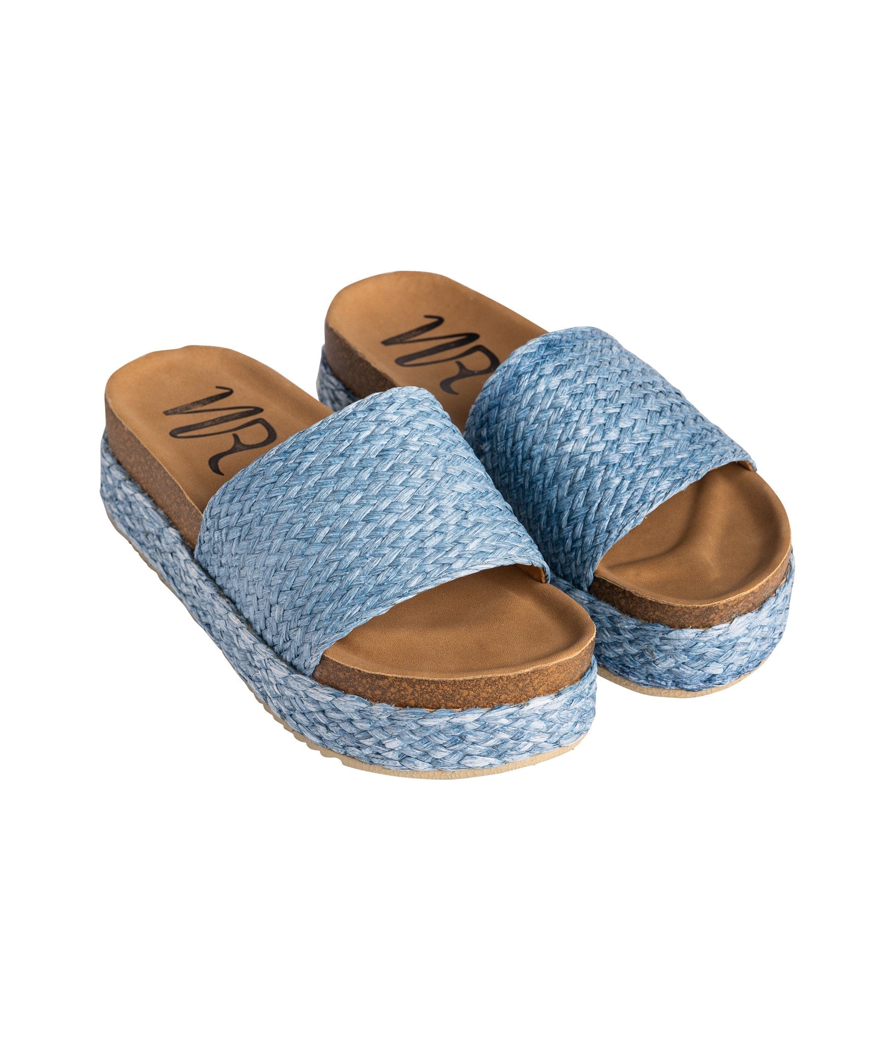 Anna Sandals Blue Jute Platform Slide With Soft Footbed Naughty Monkey