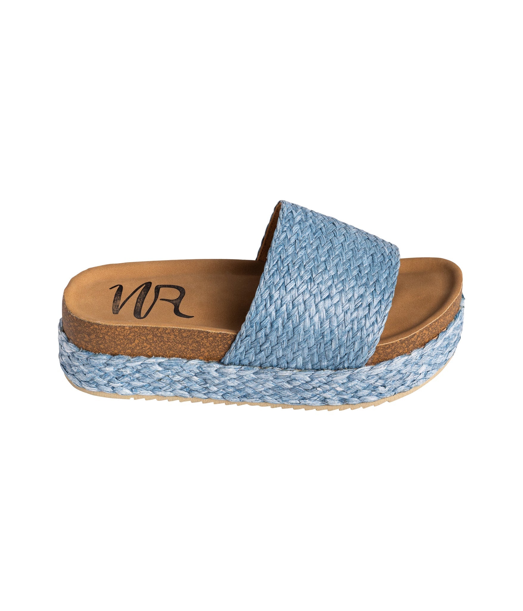 Anna Sandals Blue Jute Platform Slide With Soft Footbed Naughty Monkey