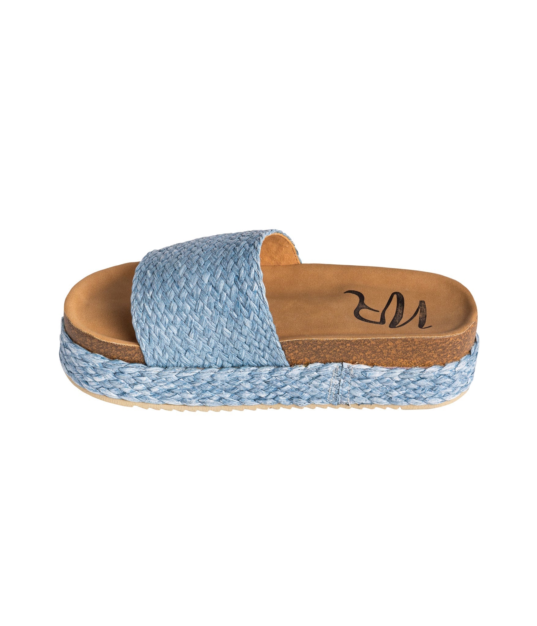 Anna Sandals Blue Jute Platform Slide With Soft Footbed Naughty Monkey