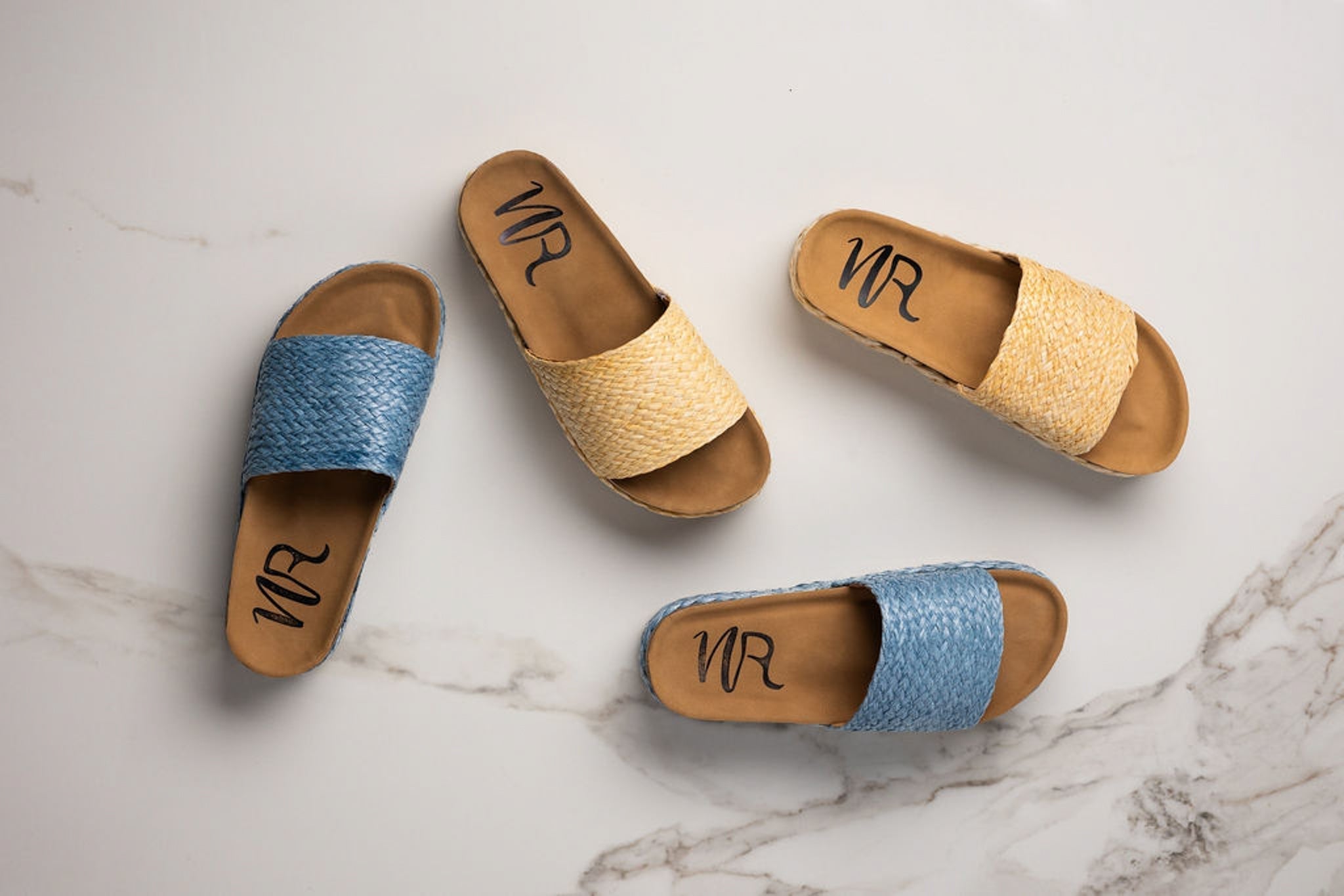 Anna Sandals Blue Jute Platform Slide With Soft Footbed Naughty Monkey