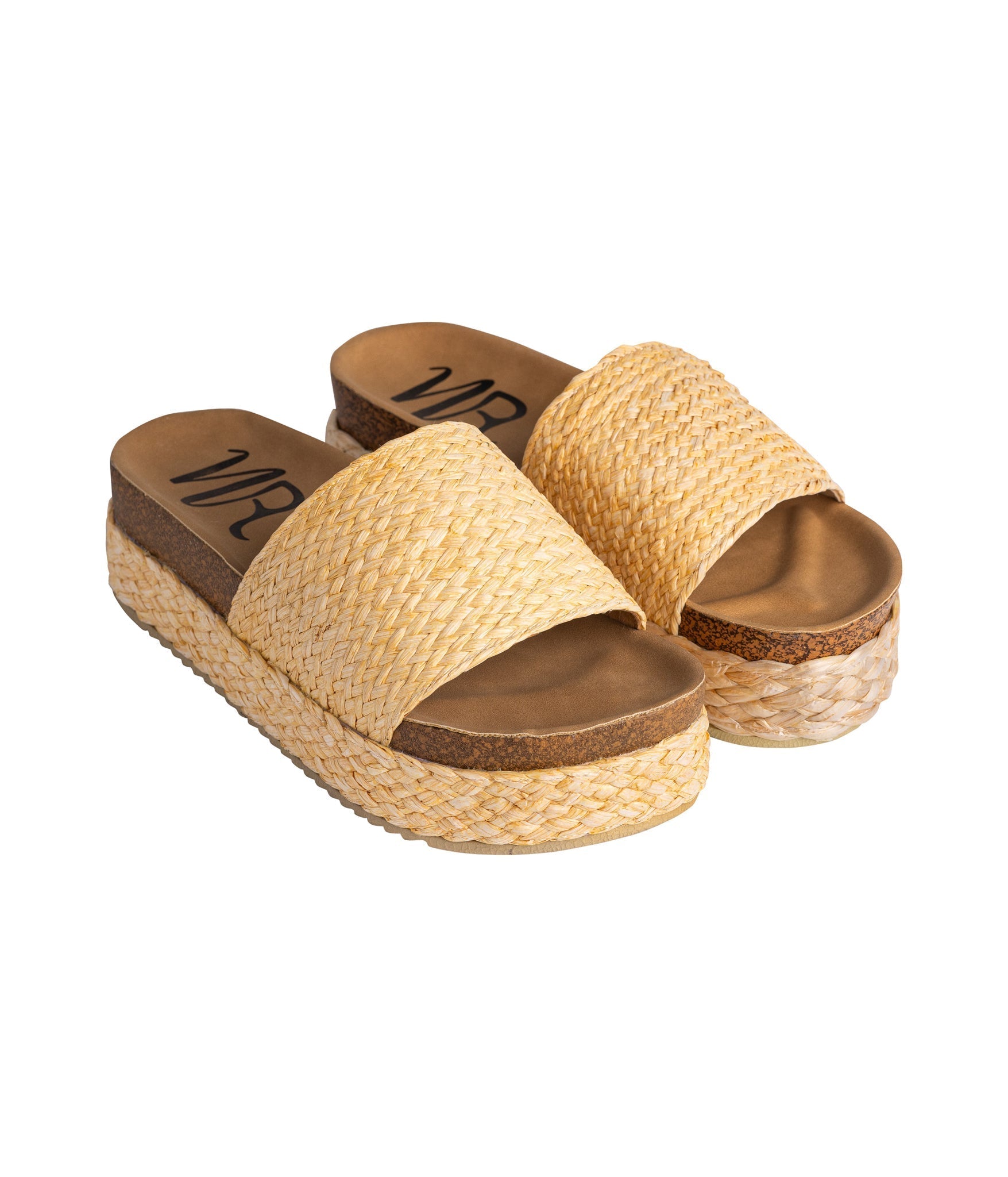 Anna Sandals Natural Jute Upper Platform Slide Sandals Naughty Monkey