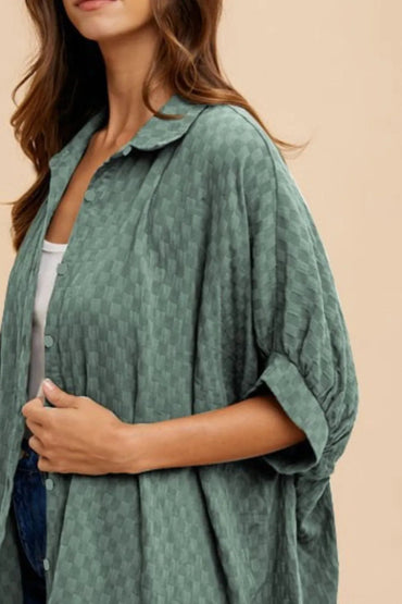 Annie Wear Checkered Button Up Half Sleeve Shirt for Women - Love Salve 